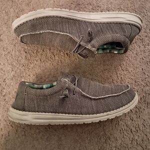 Hey Dude Mens Wally Sox Grey Charcoal Casual Slip-On US 12 PRE-OWNED